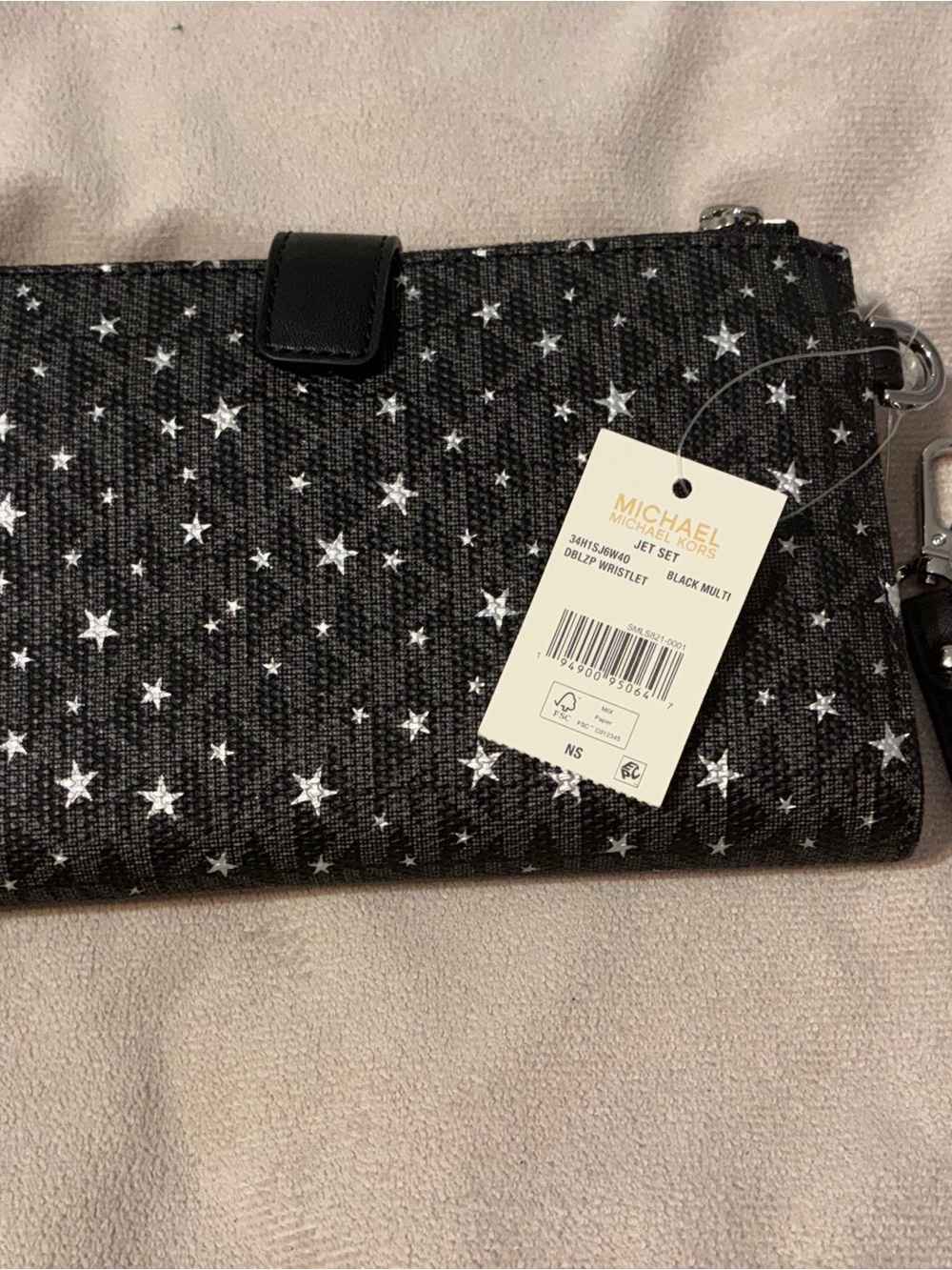 Michael Kors Black Star-Print Wristlet Clutch